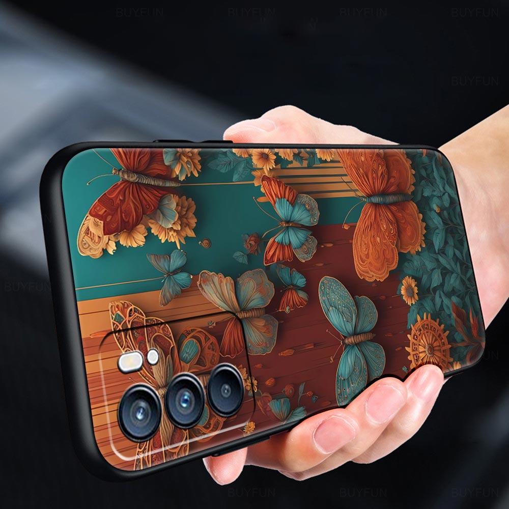 Fashionable Butterfly Flower Pattern Phone Case For Oppo Reno 13 12 11 10 7 F Find X5 X6 A98 A80 A79 A78 A57 A17 Pro 5G Soft TPU