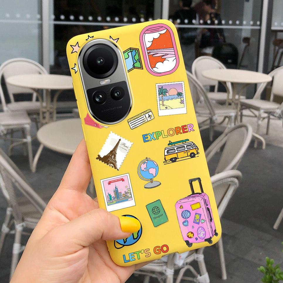 Case For Oppo Reno10 Pro Global Version Cover Bumper For Reno 10 10Pro 5G CPH2531 CPH2525 Soft TPU Capa With Cartoon Print Etui