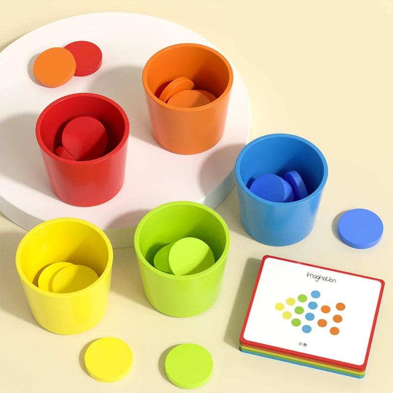Non-Toxic Montessori Color Sorting Toys For Toddlers 2-4 Years Wooden Matching Game Color Classification Cup Preschool Educational Gift
