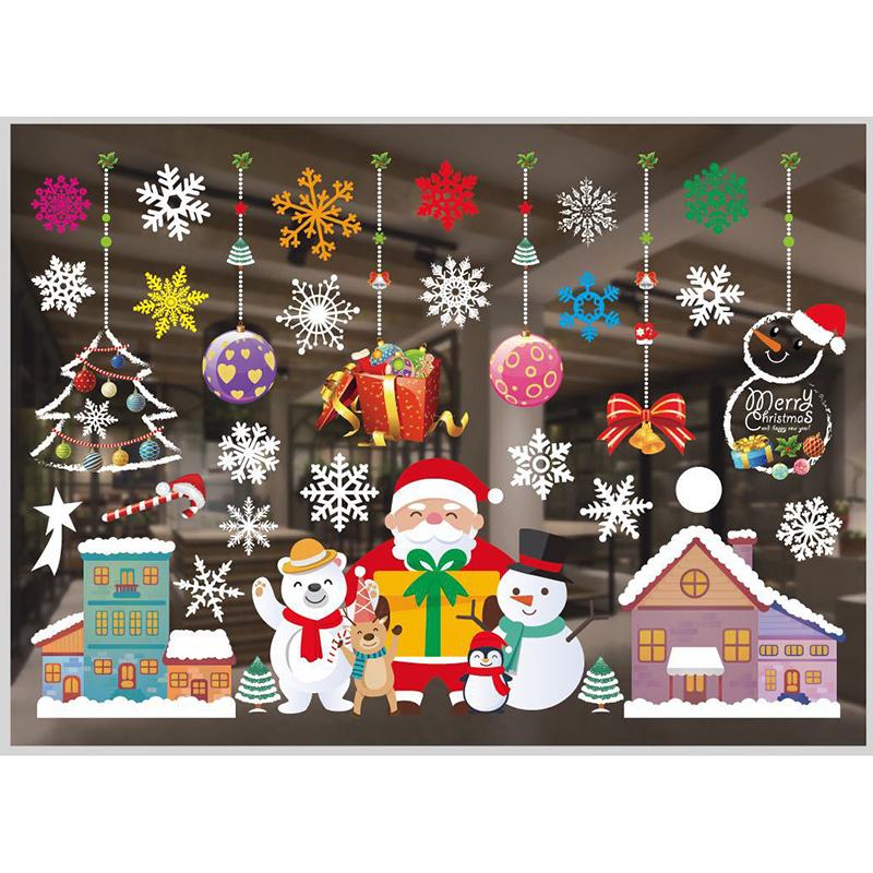 Electrostatic Christmas Window Decal Sticker No Trace Xmas Window Clings Glass Decor No Glue Residue Multi Patterns
