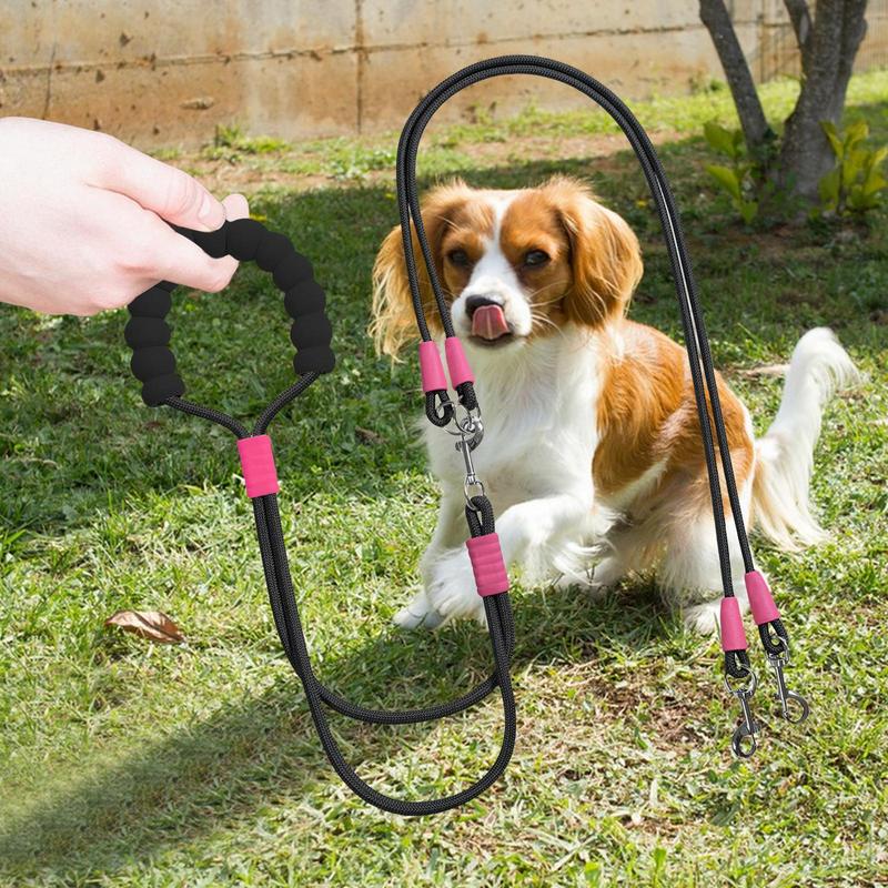 Dog Rope Two Dog Rope Pet Strap Adjustable Length Animals Safety Equipment Anti-Twist For Camping Hiking Beach Backyard Running