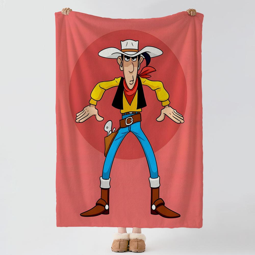 Cartoon L-Lucky Luke-e Throw Thick Comfort Flannel Quilt, Multi-scene Use Indoor Outdoor Daily Nap