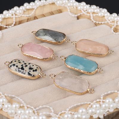 Connecteurs en pierre naturelle, Quartz Rose/Amazonite, connecteur rectangulaire à facettes pour la fabrication de bijoux, accessoire de Bracelet et de collier à faire soi-même