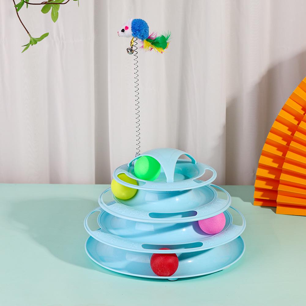 Cat Boredom Relief Kit: Interactive Wand, Teaser Wand, Turntable Toy, Self-Play Mouse Toy.