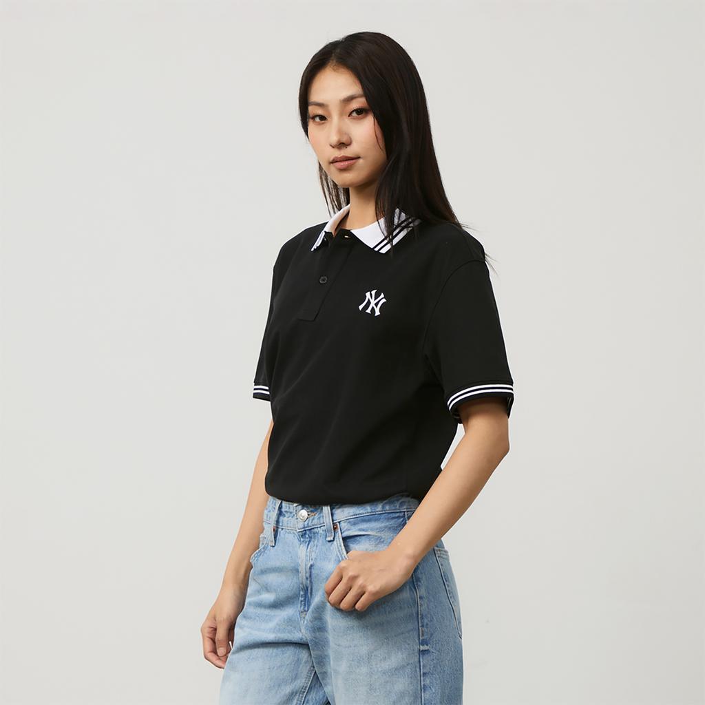 New MLB New York Yankees MLB Basic Logo SS24 Polo Shirt Unisex Black 3APQB0243-50BKS