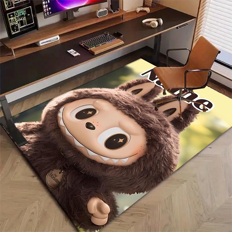 Custom Labubu Mat Personalized Name, Polyester Washable Indoor Entryway Rug, Gift for Christmas, Easter, Thanksgiving Day