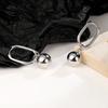 PONYKISS  Sterling Silver Needle Round Bead Hoop Earring for Women Minimalist Trendy Fashion  Geometric Accessories
