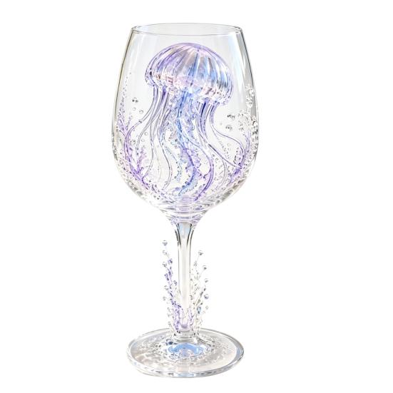 Decorative Octopus Cup Sea Life Wine Glass, 3D Ocean Themed Borosilicate Glass Cup, Unique Goblet for Cocktails And Coastal Home Decor Fancy