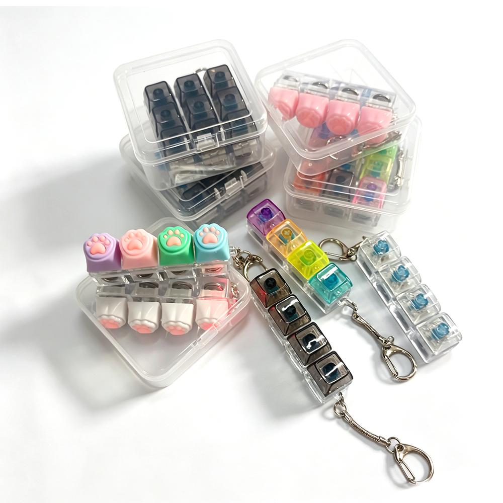 Light Up Keyboard Keychain Crystal Clicker Fidget Toy Stress Relief Sensory Toy Portable Car Desk Decor Gift for Adults Kids