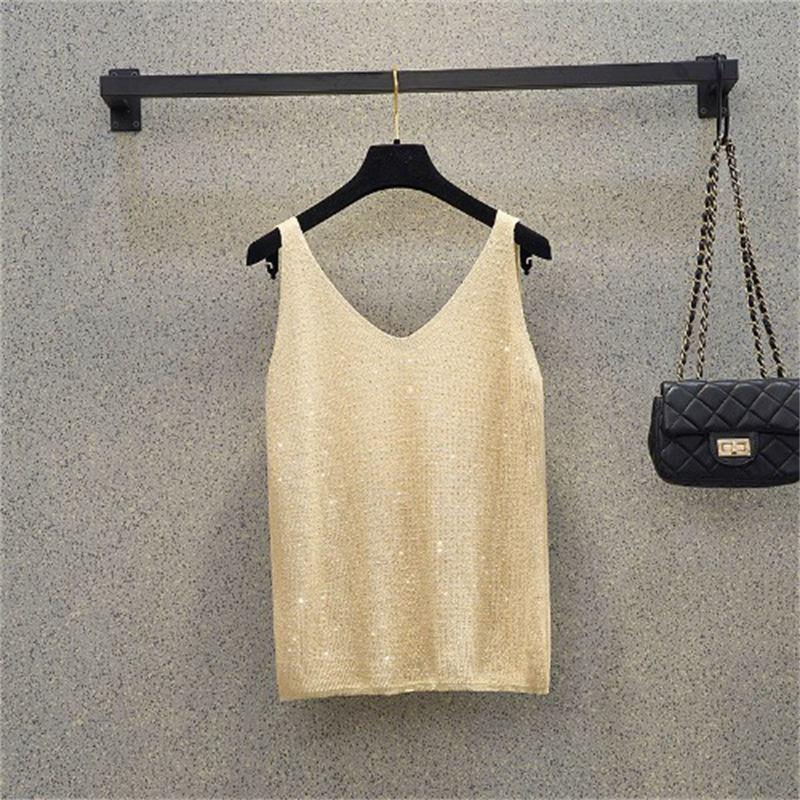 Women's 2022 Summer Ice Silk Sleeveless Knit Camisole Top