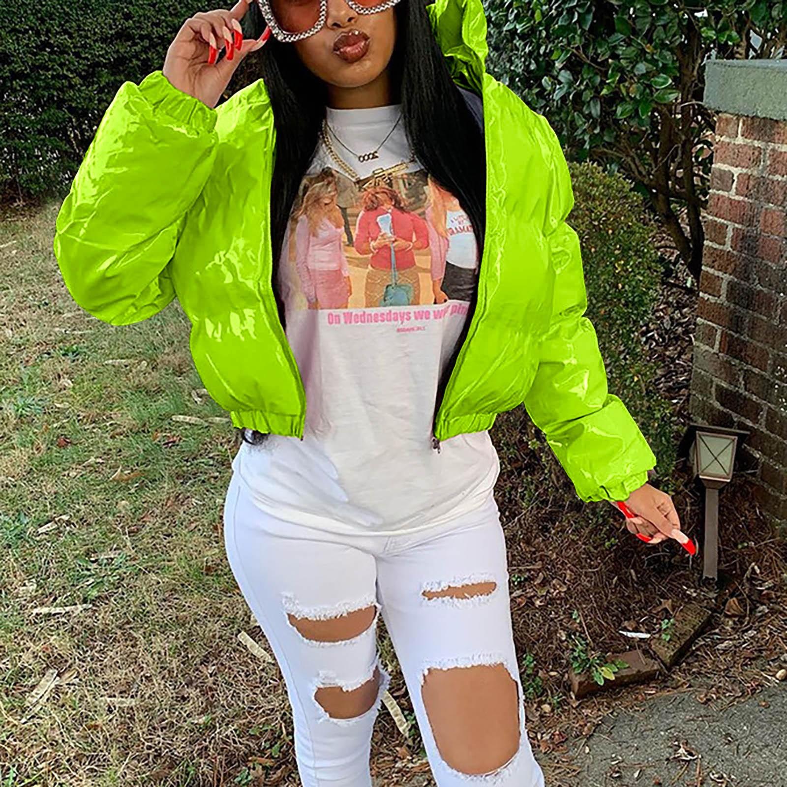 

Женская осенне-зимняя однотонная зеркальная куртка-кардиган на молнии из искусственной кожи с воротником-стойкой M флуоресцентный зеленый