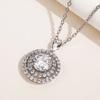 1 Luxurious Round Pendant Necklace, Silver Inlaid Synthetic Zircon Necklace, Charming and Elegant Women's Jewelry, Holiday Gift