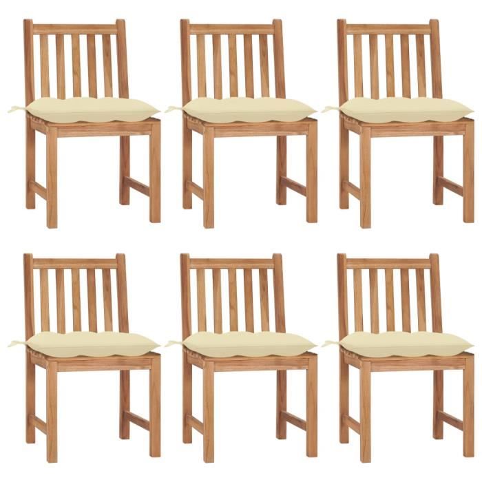 VidaXL Chaises de jardin 6 pcs avec coussins Bois de teck massif 3073132