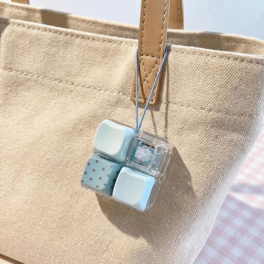 Plastic Fidget Keychain Transparent Keycap Clicker Funny Stress Relief Pendant  Daily