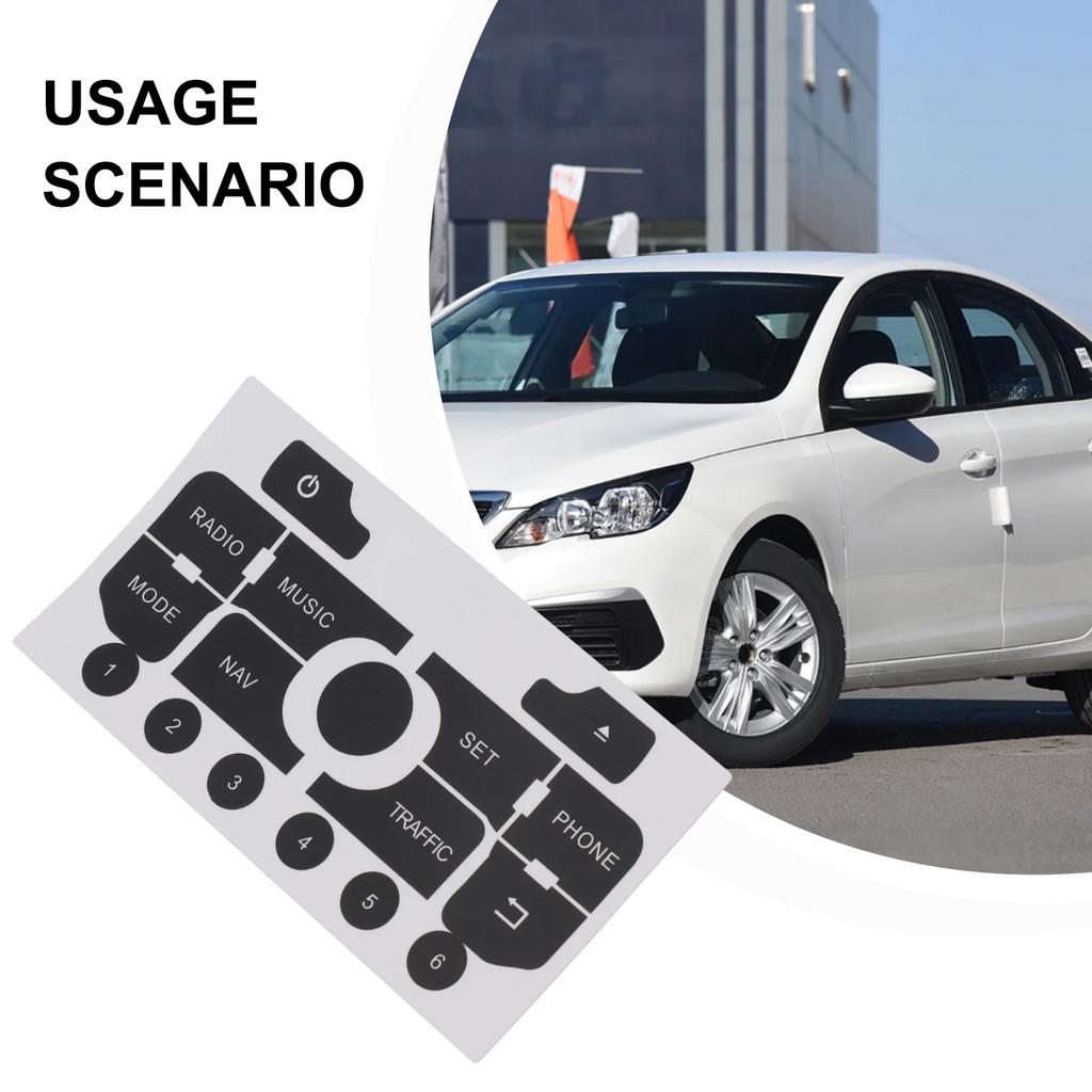 Set di Adesivi Riparazione Pulsanti Nav Radio Luce Riflessa Riparazione Pulsanti Adesivi di Distacco Neri Per Nav Radio