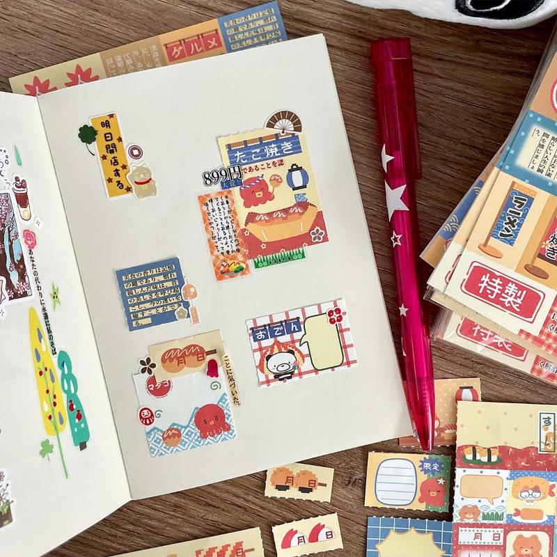 Kawaii Japanese Vintage Showa Style Sticker Book Cute Journal Scrapbook Decor Material Mobile Phone Case Stationery Diy Decals