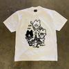 Reines Baumwoll-T-Shirt mit kurzen Ärmeln, Unisex, lockere Passform, Amerikanischer Retro-Stil, Atmungsaktives Sommeroberteil für Unisex und Unisex