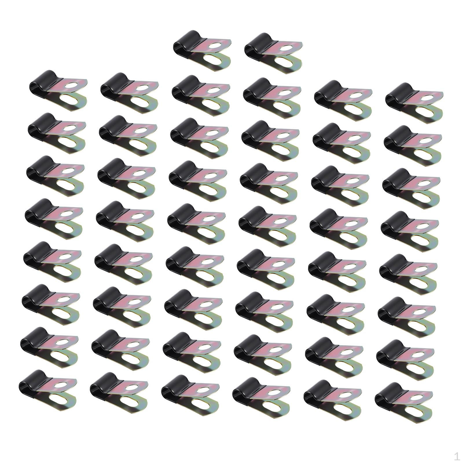 

50 Pieces Cable Clamp Rubber Cushioned Pipe Metal Clip Carbon Steel Insulated Hose 50Pcs