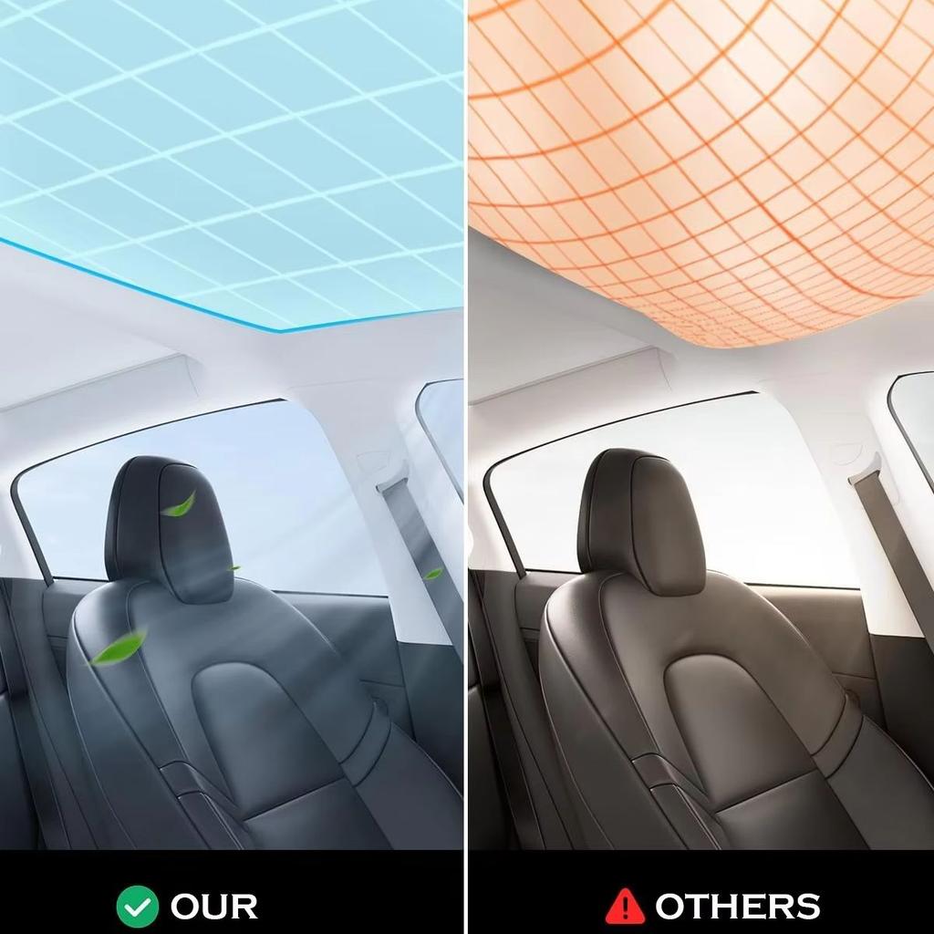 GEWT6 Sun Shades For Tesla Model 3 Highland 2026 Model Y Ice Cloth Buckle Sun Pare Glass Front Rear Sunroof Skylight Accessories