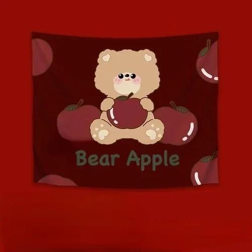 Милый мультяшный медведь клубника подвесная ткань украшение стены дома гобелен офис — фото 14