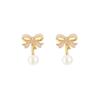 Trendy Pink Bow Pearl Clip-On Earrings - Korean Style Fashionable & Versatile New Arrival