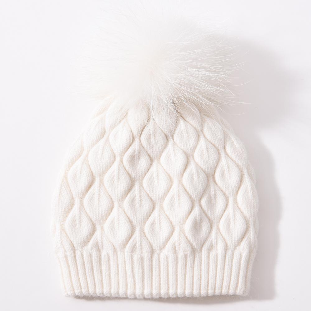 Jxwatcher Women Winter Hat Real Fur Pompom Angora Knitted Wool Beanie Fashion Casual Outdoor Thick Ladies Warm Fur Ball Hats New
