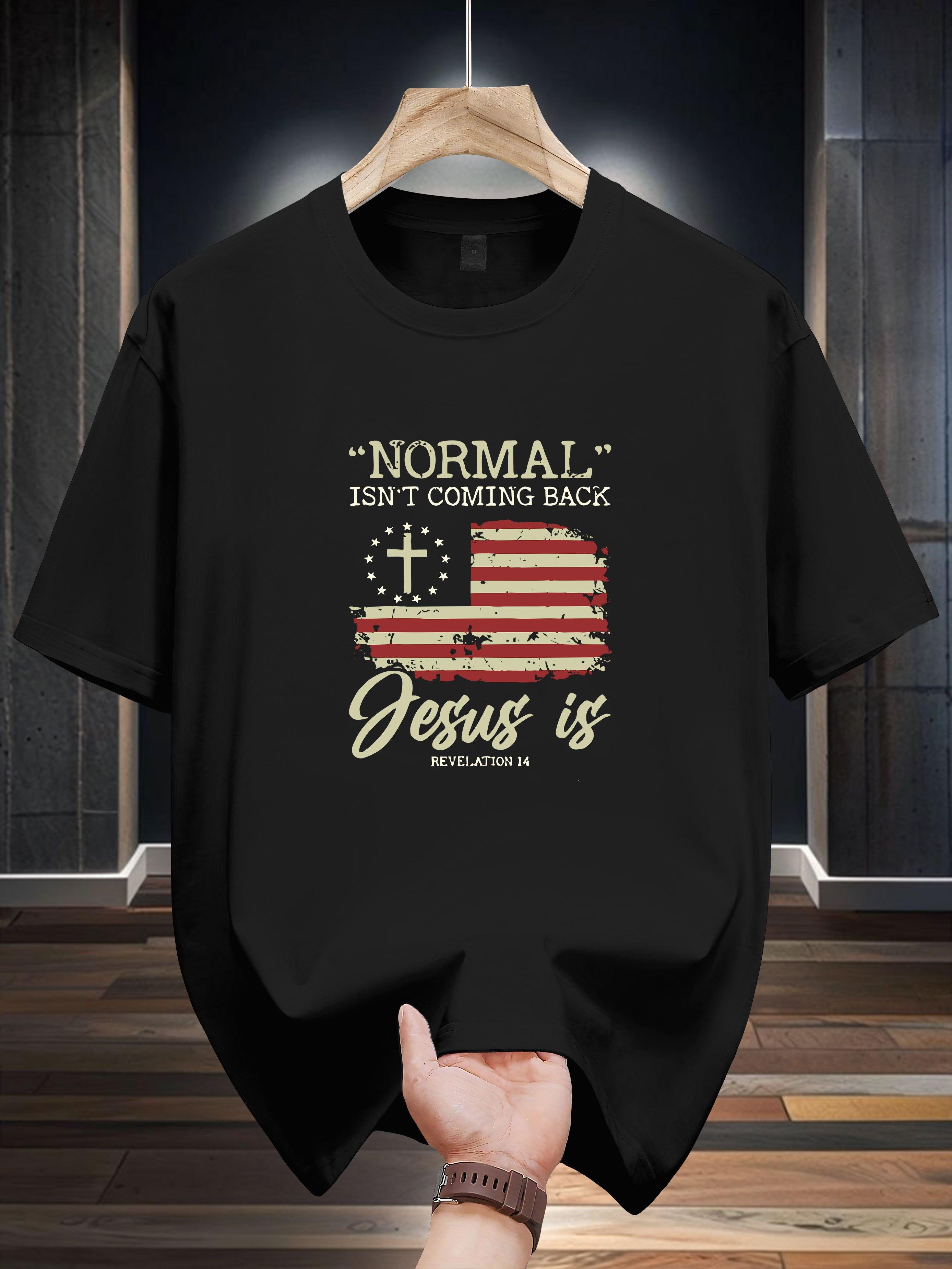 

Niuwang Selection 200g 100% Cotton Short Sleeve T-shirt - White Casual Graphic Tee with American Flag & Christian Cross Design S