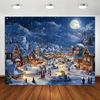 Christmas Village Scene Decoration Background Winter Photography Backdrop Decorations For Photo Studio Photo Booth Christams Party