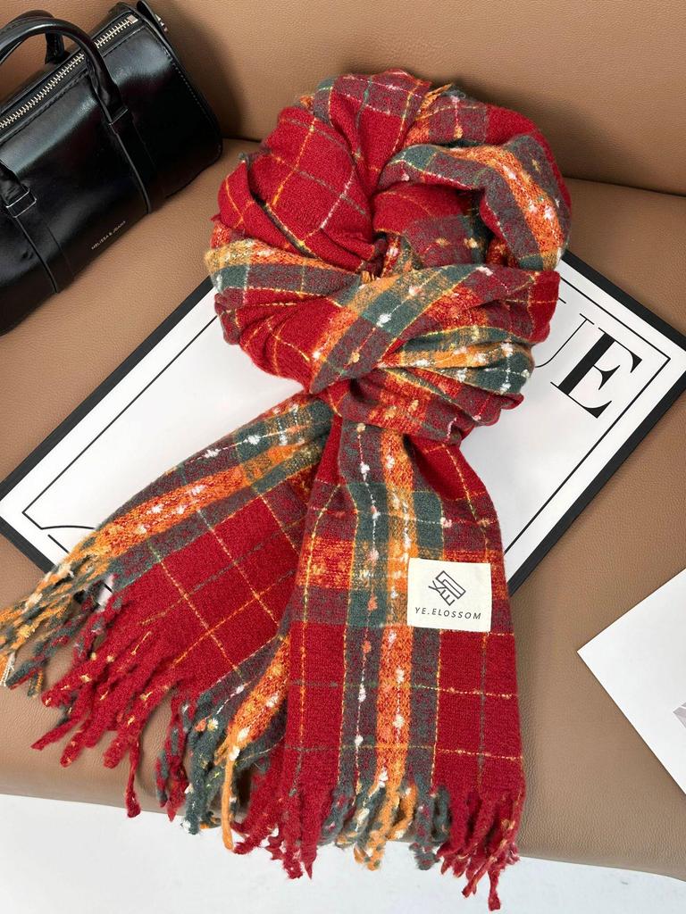 Women's Korean Style Plaid Scarf 2025 - High-End, Versatile Shawl & Neck Warmer for Winter