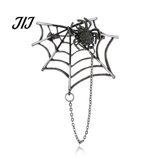 Women Gothic Jewelry Spider Web Brooch for Halloween, Sparkling Rhinestone Lapel Spooky Pin Pin, Holiday Clothing Accessory Men
