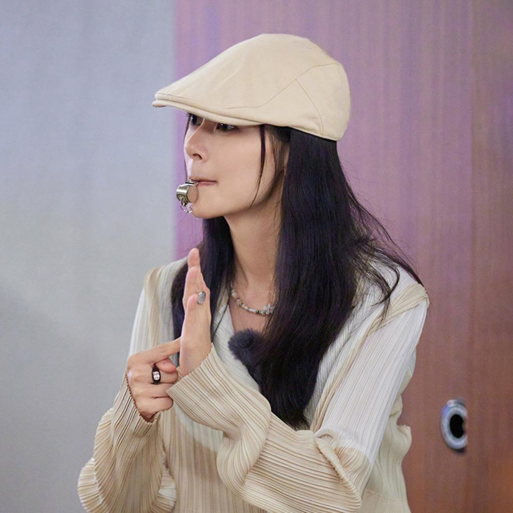 Retro British Beret Cap Cotton Cloth Painter Cap Idol Forward Hat  Outdoor