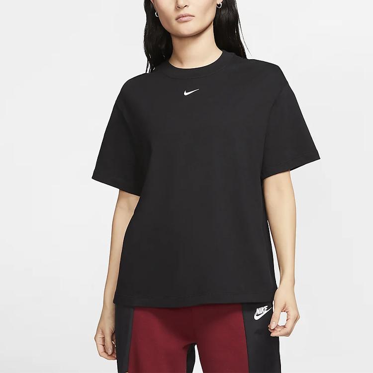 Nike Sportswear Essentials Embroidered Logo Short-Sleeve T-Shirt Women Tops Black CT2588-010