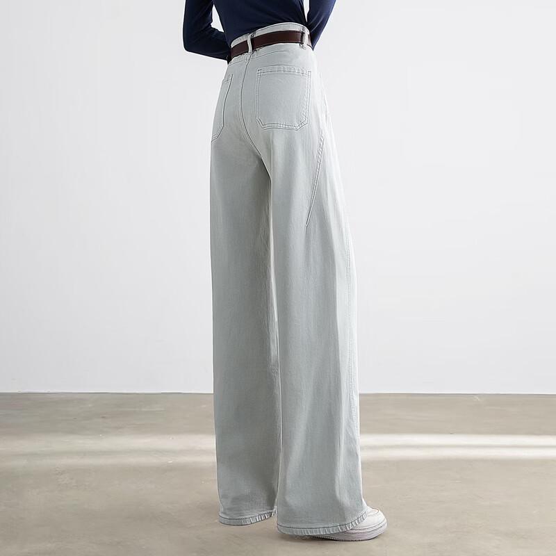 Women's High-Waisted Slim Wide-Leg Washed Jeans