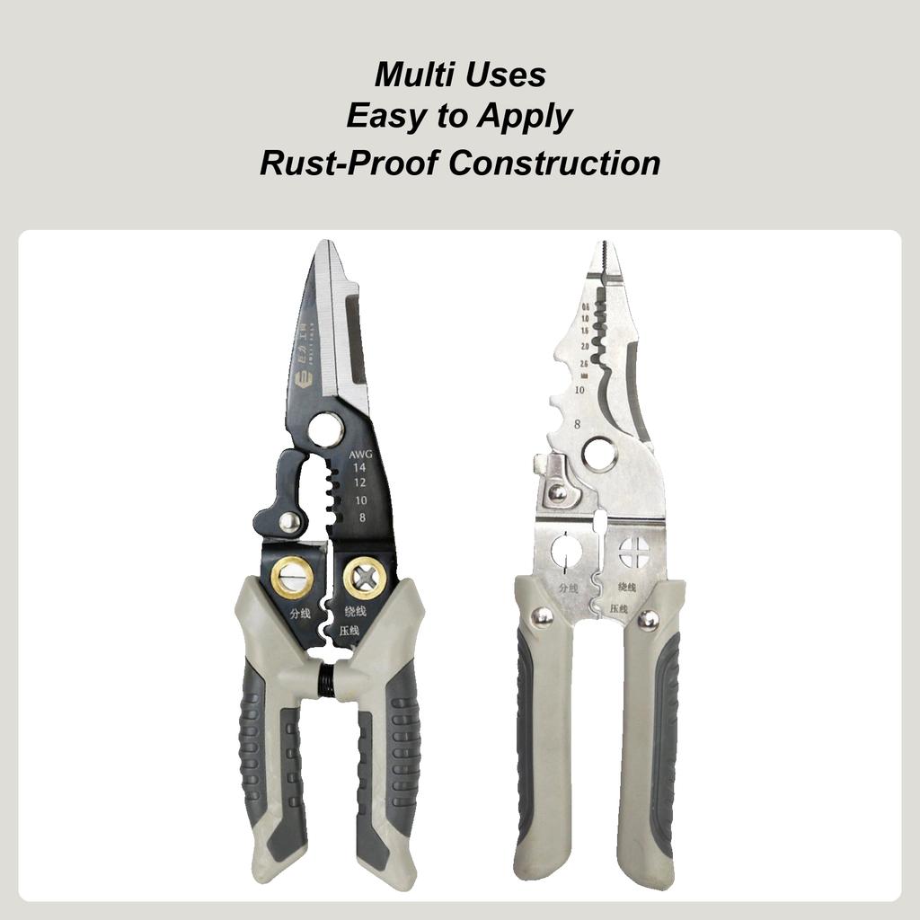Electrical Wire Strippers Stainless Steel Cutting Pliers Cable Stripper For Home Stripping Trimming Splitting Crimping Shearing