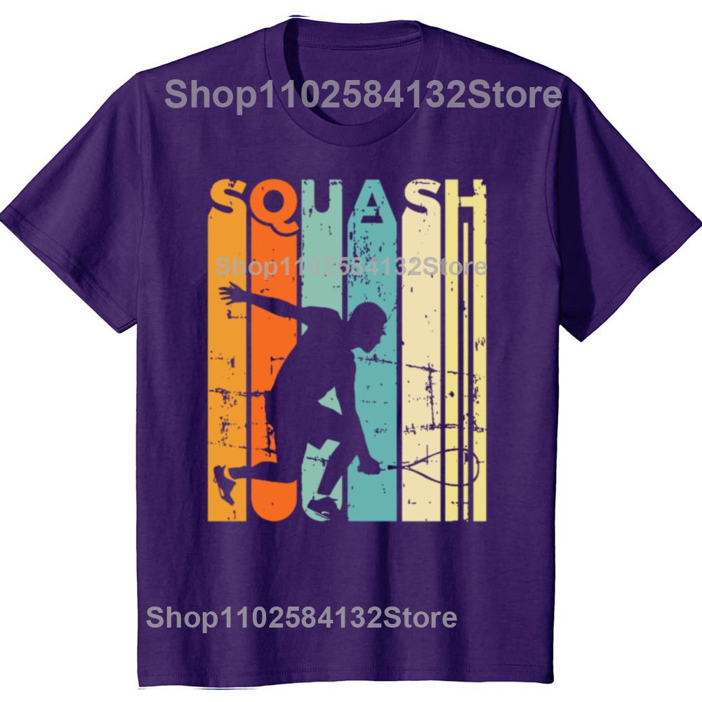 Funny Squash Player Gift Tennis Retro Team T Shirts Graphic Cotton Streetwear Short Sleeve Birthday T-shirt Mens Clothing