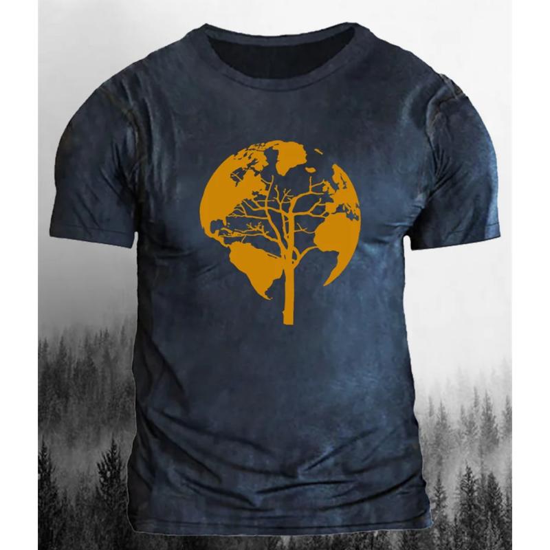 3D tisk Vintage pánské tričko Moon Forest Vzor Potisk Volné oversized-košile Klasické pánské oblečení Street Ležérní Trička Krátký rukáv