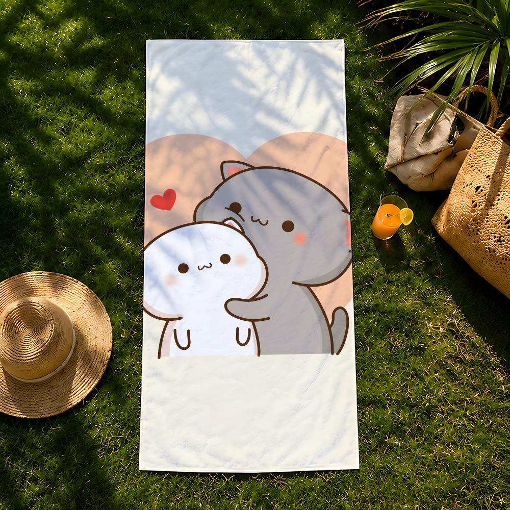 Character P-Peach C-Cat Towel Beach Towel, Quick Drying Absorbent Bath Towel For Swim,Gym,Camping,Outdoor Hot