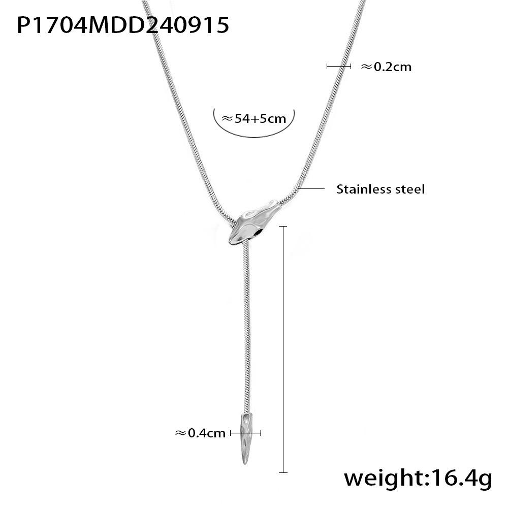 Stainless Steel Snake Head Necklace: European & American Cold Style, Long-lasting Sweater Chain for Women