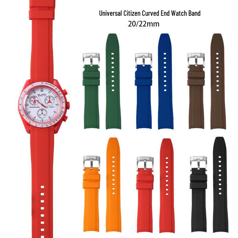 

Изогнутый силиконовый ремешок для Omega x Swatch Moonwatch, 20/22 мм 22mm зелёный