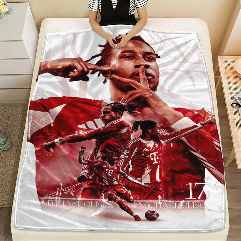 Michael Olise Bedrukte Flanellen Deken, zachte plaid voor slaapkamerbank, wasbaar, voetbalfan merchandise, geweldig cadeau.