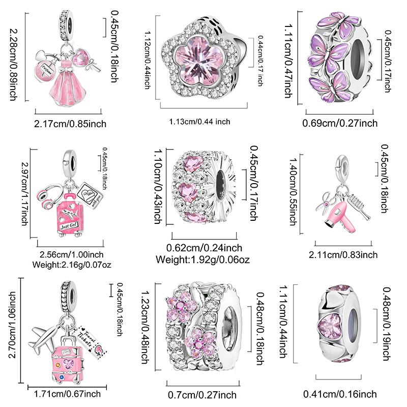 Copper Sweet Donut Flower Girl Pink Series Charms Beads Fit Original Pan Bracelet Bangle High Quality Diy Jewelry