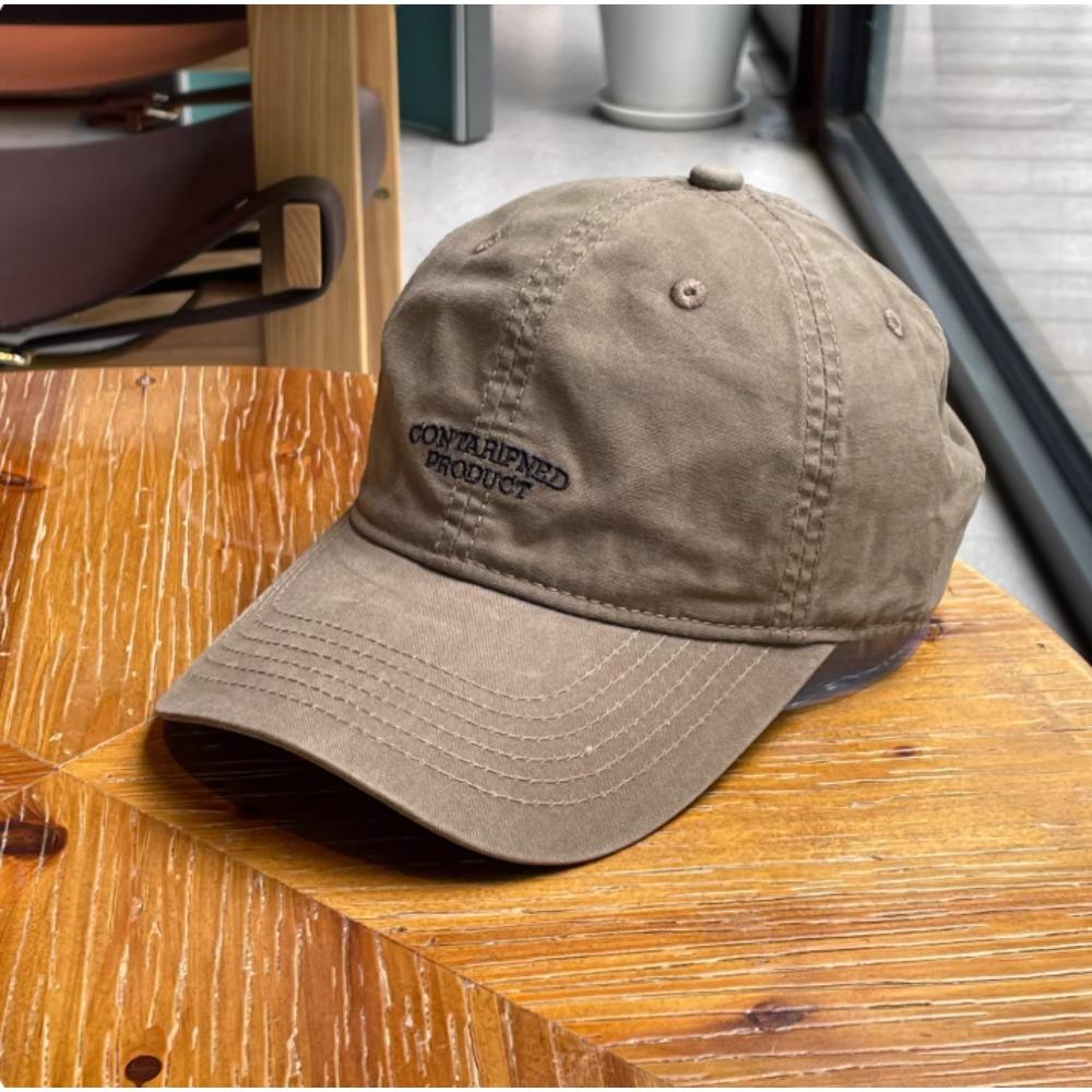 Classic Korean Cotton Baseball Cap for Men Women, Embroidery Letter Plain Vintage, Perfect for Outdoor Daily Wear Streetwear
