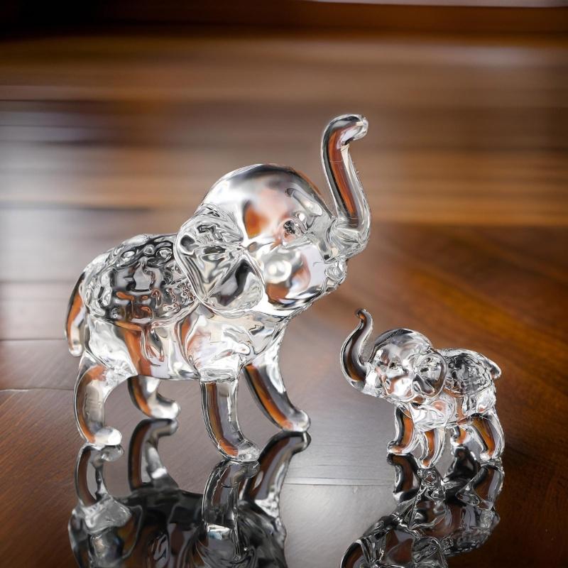 Crystal Elephants Figurine Statues Home Decoration Animal Sculptures Miniature Elephants Collectible for Home