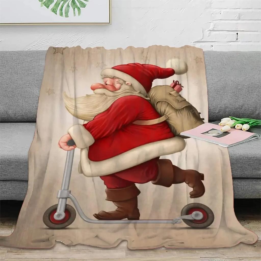 3D Print Merry Christmas Blanket Sofa Cover Throw Santa Claus Xmas New Year Blanket Fleece Warm Bed Blankets for Bedroom Couch