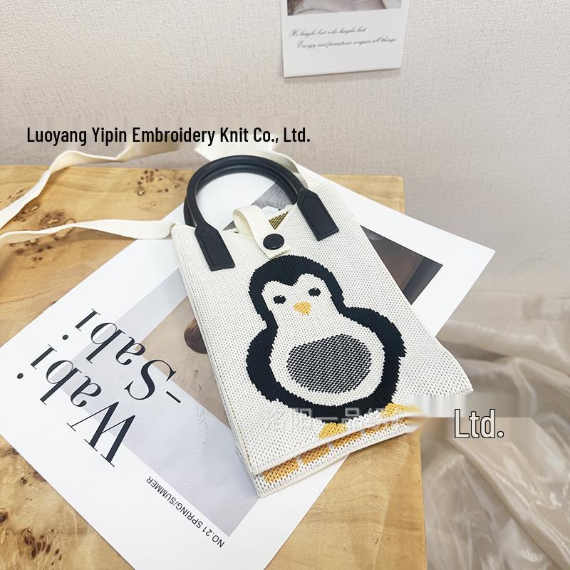 Cute Cartoon Dopamine Knit Crossbody Phone and Coin Bag