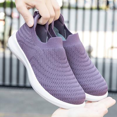 Shoes Women'S Shoes Spring Breathable Flying Weaving Couple Casual Shoes Soft Sole Lightweight One Pedal Walking Shoes Straight Hair