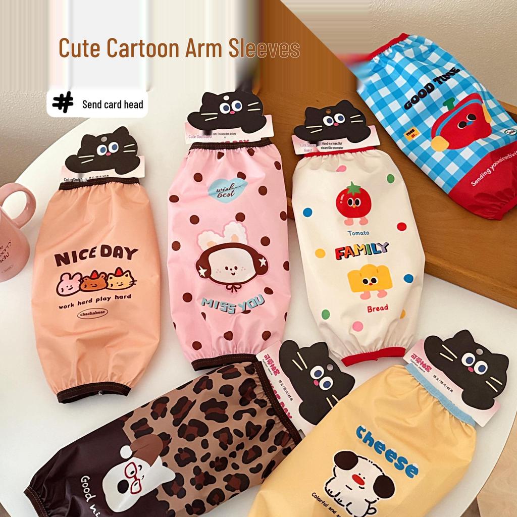 Tengyi Waterproof Cartoon Arm Sleeves - Cute, Stain-Proof, Protective Covers for Students & Office Use