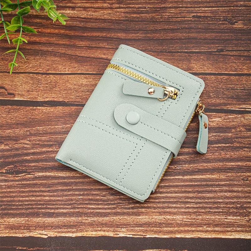 Ladies' Multi Zipper Pocket Wallet with Buckle Closure, Credit Card Slot, and ID Card Clip  Fashionable Daily Carrying Mini Wallet