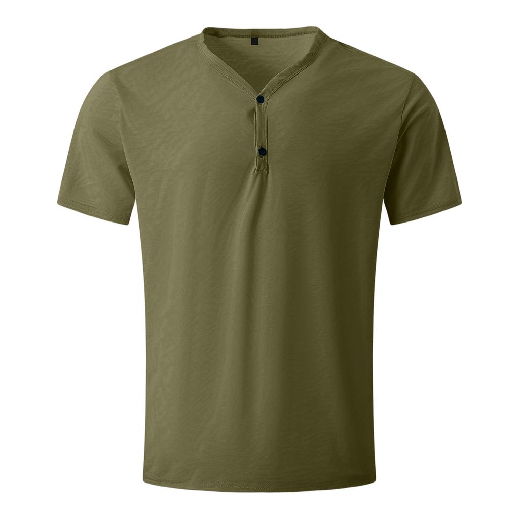 Men Henley Short Sleeve T Shirt Casual Button Down Lightweight Top Soft Fabric Fit Tee Crewneck Design