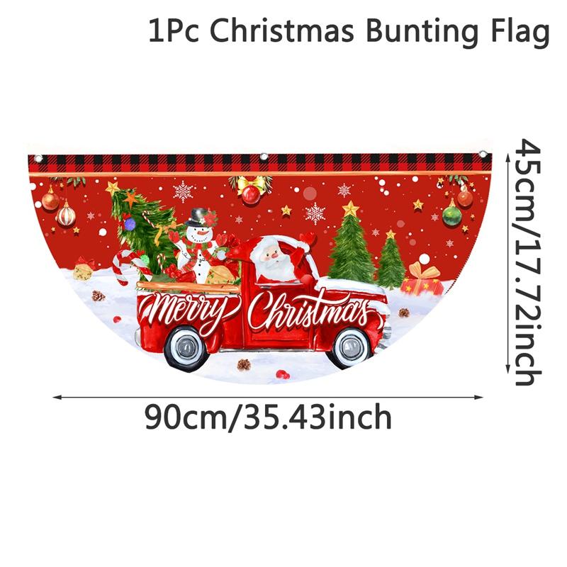 Christmas Fan-shaped Flag Outdoor Banner Christmas Decorations for Home 2026 Xmas Bunting Flag Navidad Natal Gifts New Year 2026